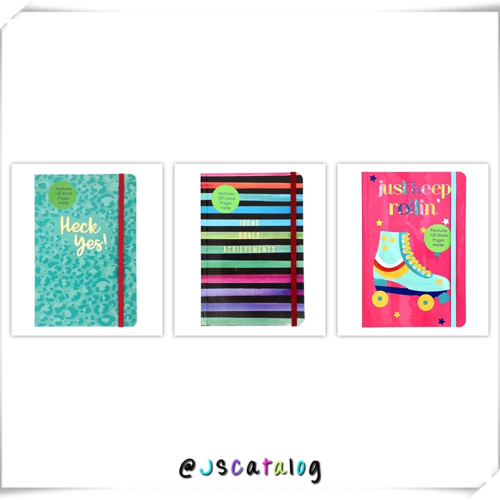 3 x Foil Hardcover Rainbow Notebooks Journals with Elastic Band - 60 Pages